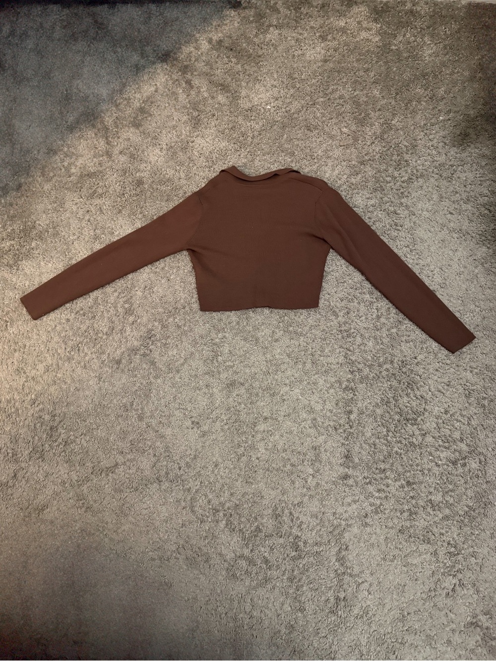 ASOS COLLUSION Espresso Brown Ribbed Zip Up Crop Top - Picture 3 of 8